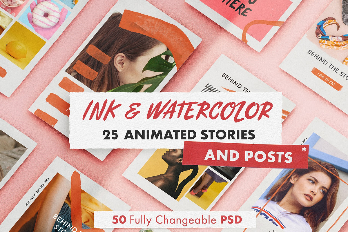 INK & WATERCOLOR animated bundle, a Social Media Template by As Good As Possible (Photo 2 of 13)