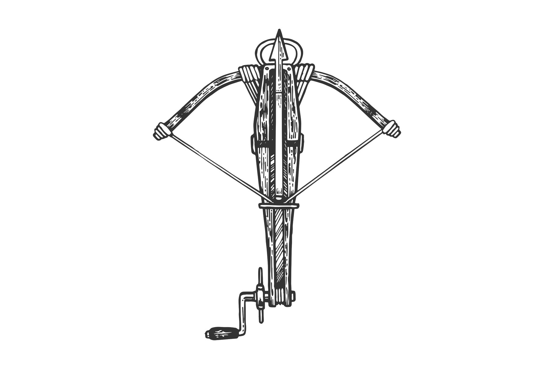 Crossbow weapon engraving vector, an Object Illustration by AlexArt