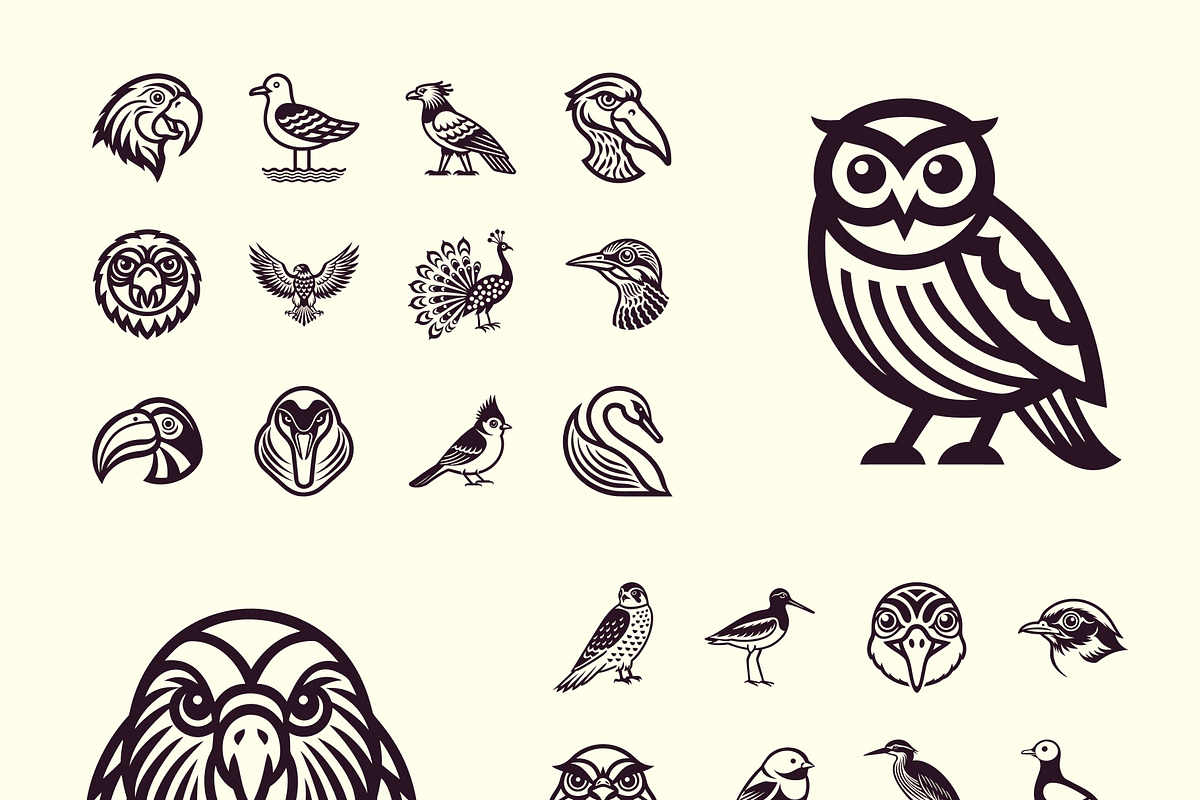 Birds Silhouette Icon Set, a Solid Icon by Creative Stall (Photo 8 of 9)