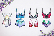 Watercolor woman underwear set, an Illustration by WalnutBird (Thumbnail 2 of 2)