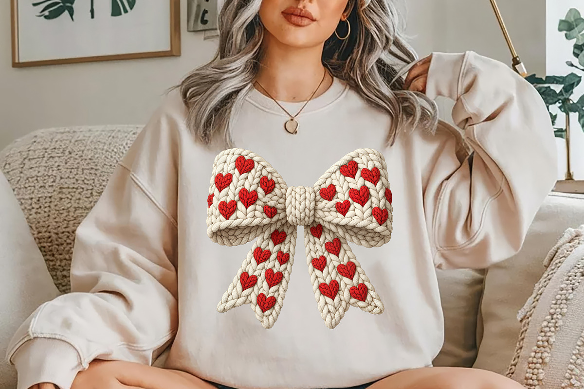 Crochet Yarn Valentine Coquette Bow, a Seasonal Illustration by YA Design (Photo 1 of 4)