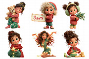 Christmas Whimsical Girl Clipart, an Illustration by Daily.Designs (Thumbnail 3 of 5)