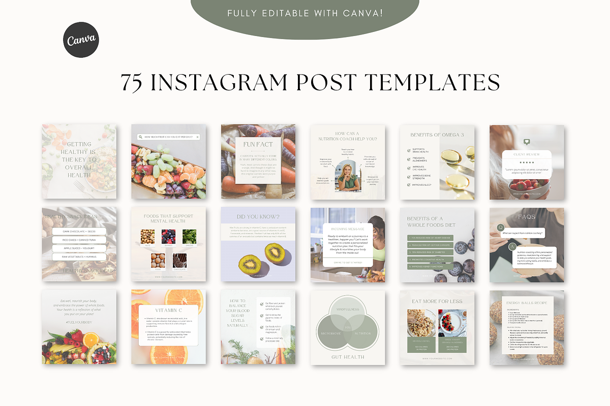 Nutrition Social Media Templates, a Social Media Template by Gebers Marketing & Design (Photo 2 of 10)