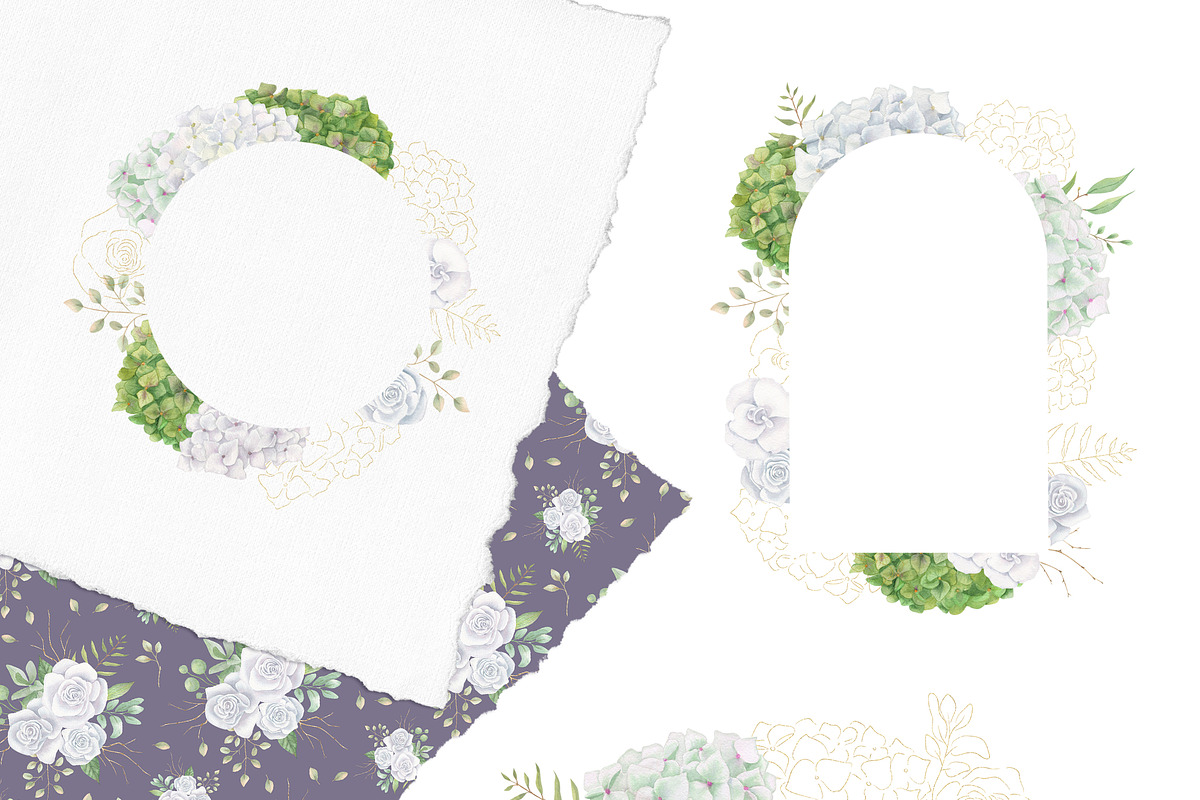 White & Green  boho flowers clipart, a Decorative Illustration by Nebbia (Photo 5 of 11)