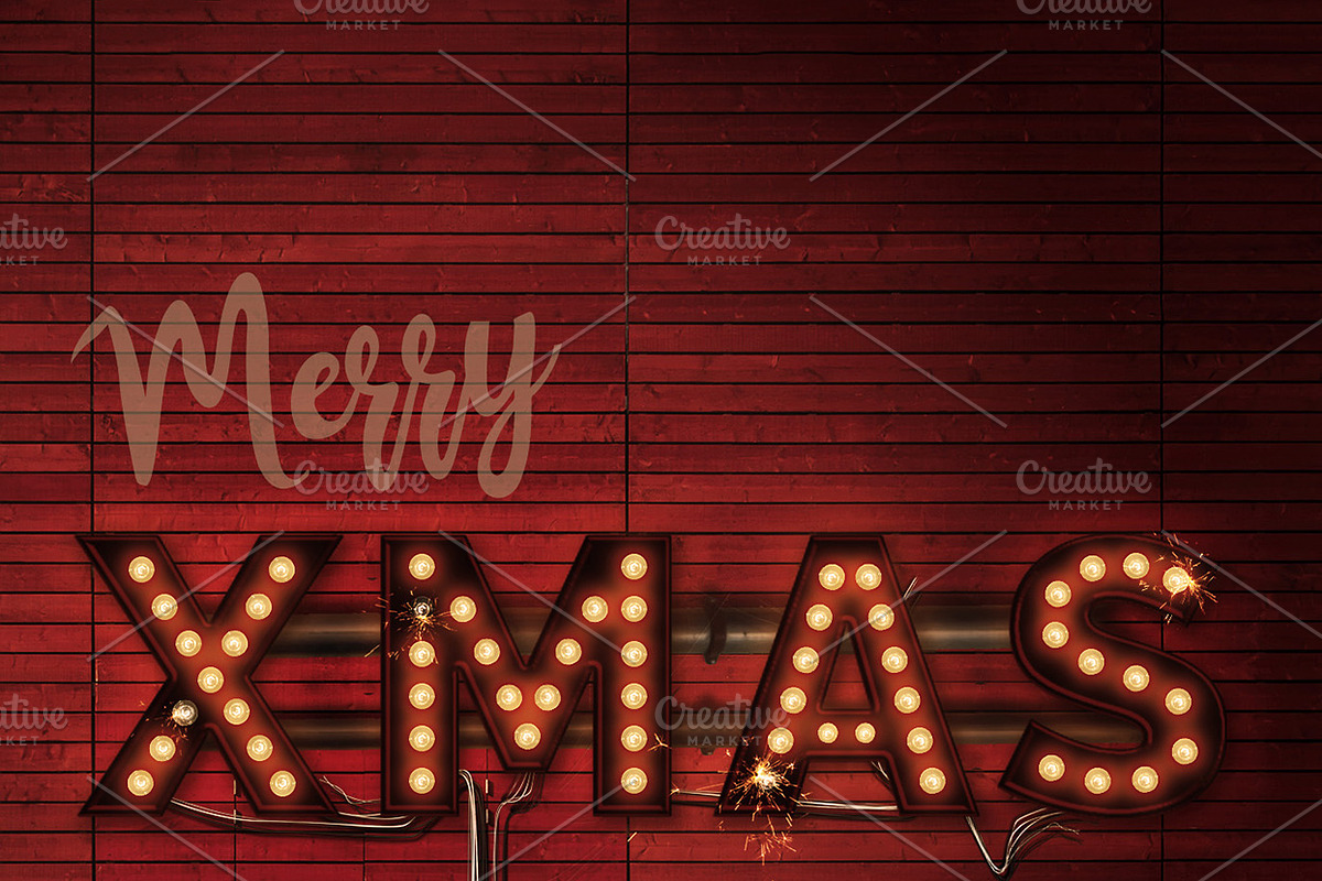 LightBulb Merry Christmas Signs, an Illustration by Solid Pixel (Photo 12 of 15)