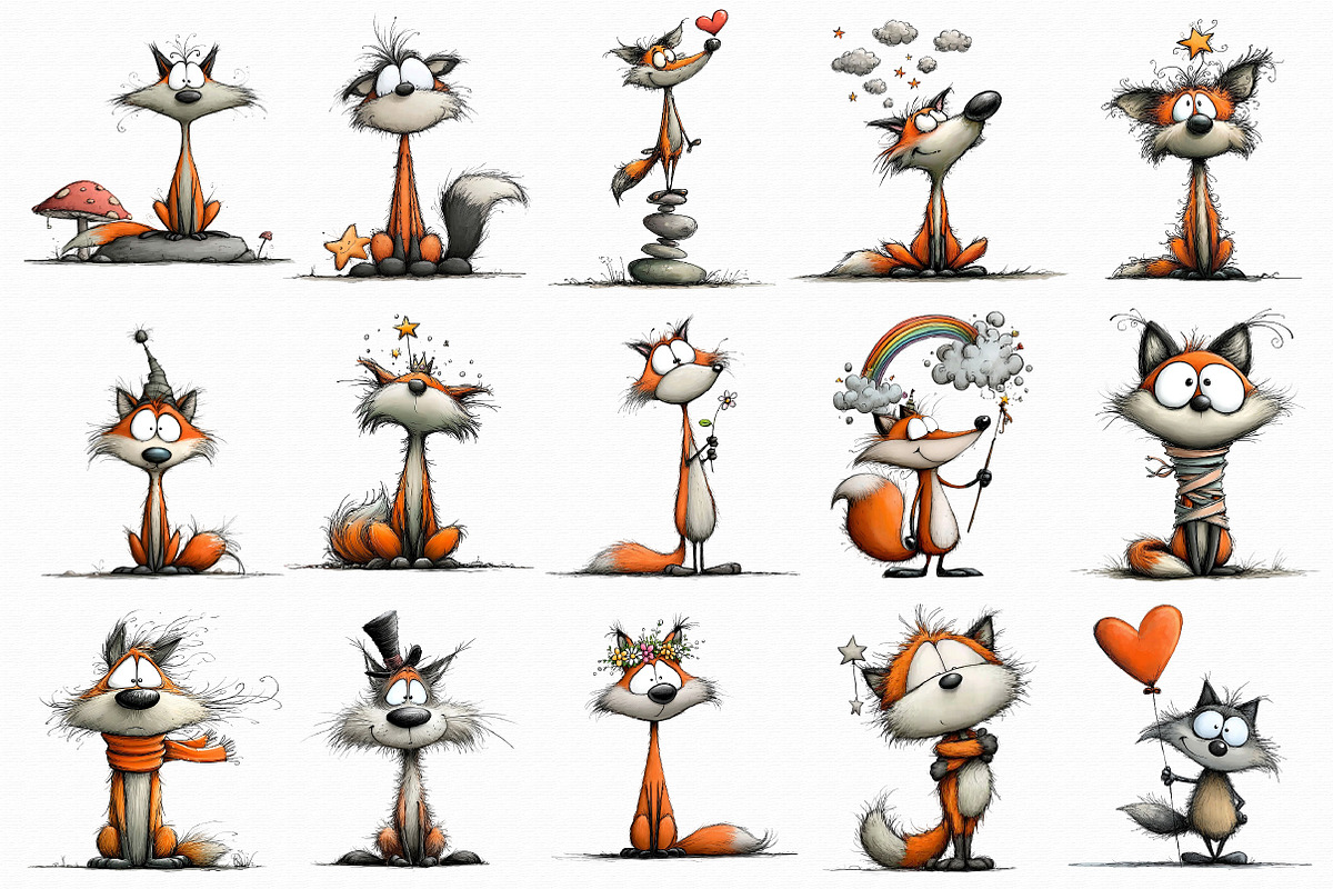 Whimsical Quirky Fox Clipart, an Illustration by Libby Wishes (Photo 6 of 6)
