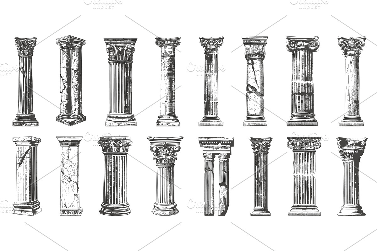 Ancient Columns. Doodle Style, Hand, an Object Illustration by LadadikArt