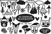 Black&White winter- hand drawn set, an Animal Illustration by Kseniya_design (Thumbnail 2 of 6)