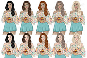 Ice Cream Girl Clipart, a Person Illustration by GlamArtZhanna (Thumbnail 2 of 5)