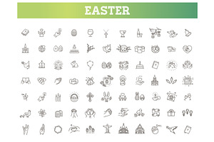 Easter Icons Set. Christianity