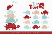 Red & Robin Egg Turtle Stack Clipart, an Illustration by Amanda Ilkov (Thumbnail 1 of 4)