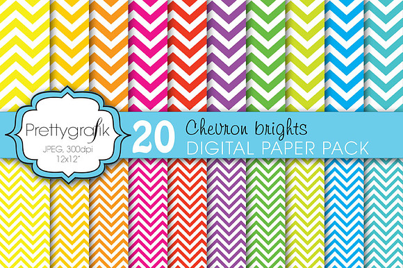 20 chevron brights digital paper preview 2