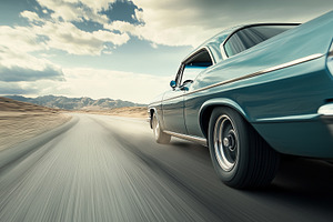 Blue fast american classic car, a Transportation Photo by MistyDay