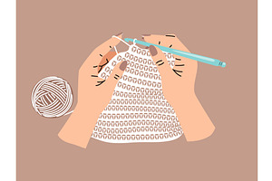 Hands of needlewoman hold the hook, an Illustration by Stock-Smart-Start