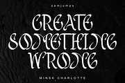 Minsk Charlotte - Unique Calligraphy, a Blackletter Font by zamjumps (Thumbnail 12 of 12)