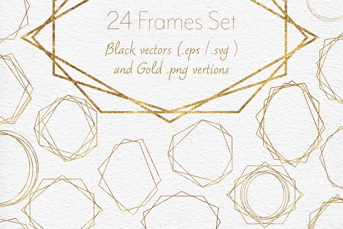 Gold geometric frames svg Clipart, an Object Graphic by DigitalArsiart (Photo 1 of 9)