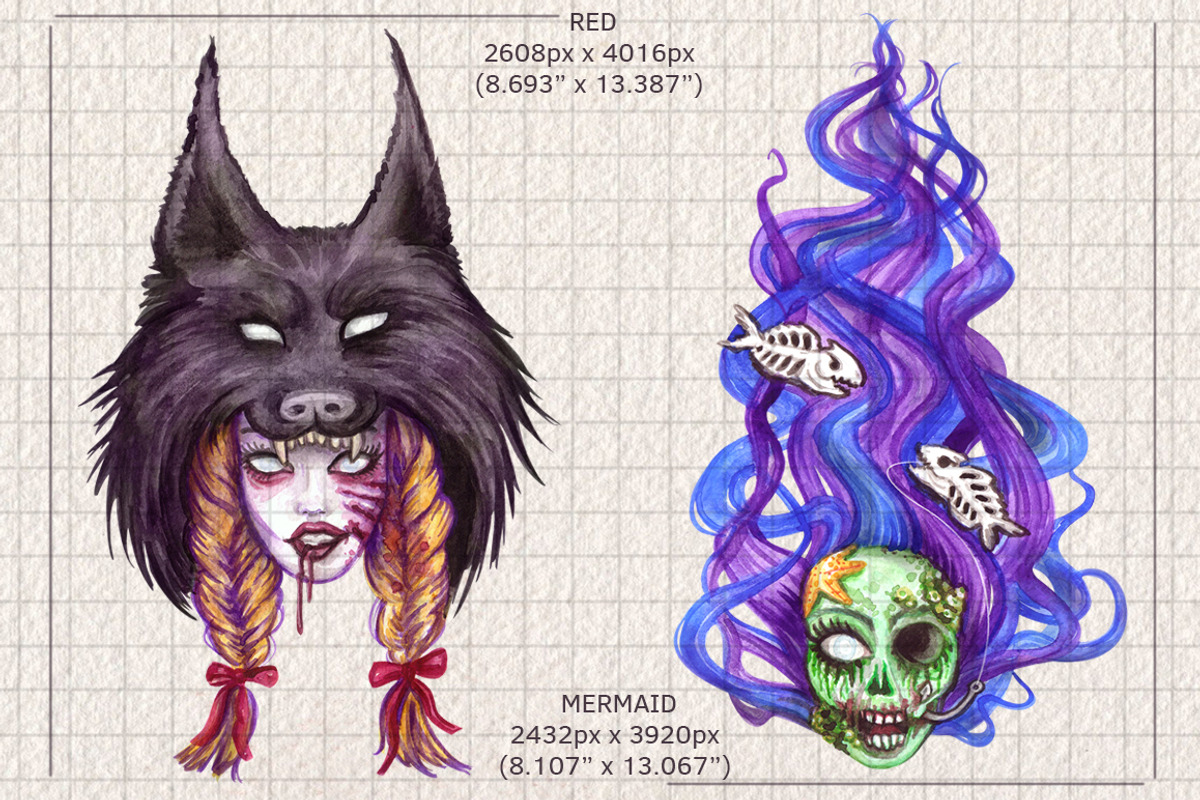 Watercolor Zombie Pop Illustrations, an Illustration by Dapper Dudell (Photo 2 of 5)