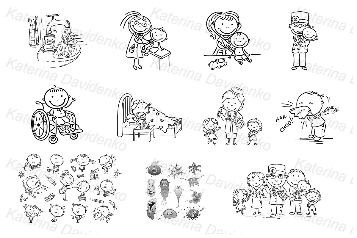 Healthcare bundle, kids and doctors, a Healthcare Illustration by Bubert Art (Photo 3 of 3)