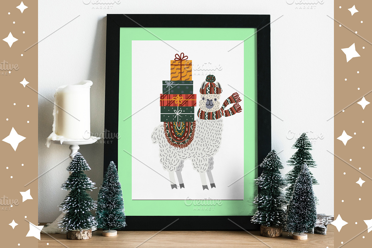 Christmas llamas and Santa clipart, an Animal Illustration by KupalinaArt (Photo 6 of 7)
