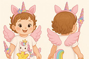 Cute Baby Girl Unicorn Clipart, a Graphic by Bear and Bean Studio (Thumbnail 1 of 3)
