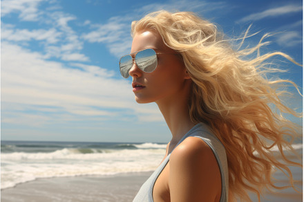 Leisurely Blonde woman pool relax, a Person Photo by Ylivdesign