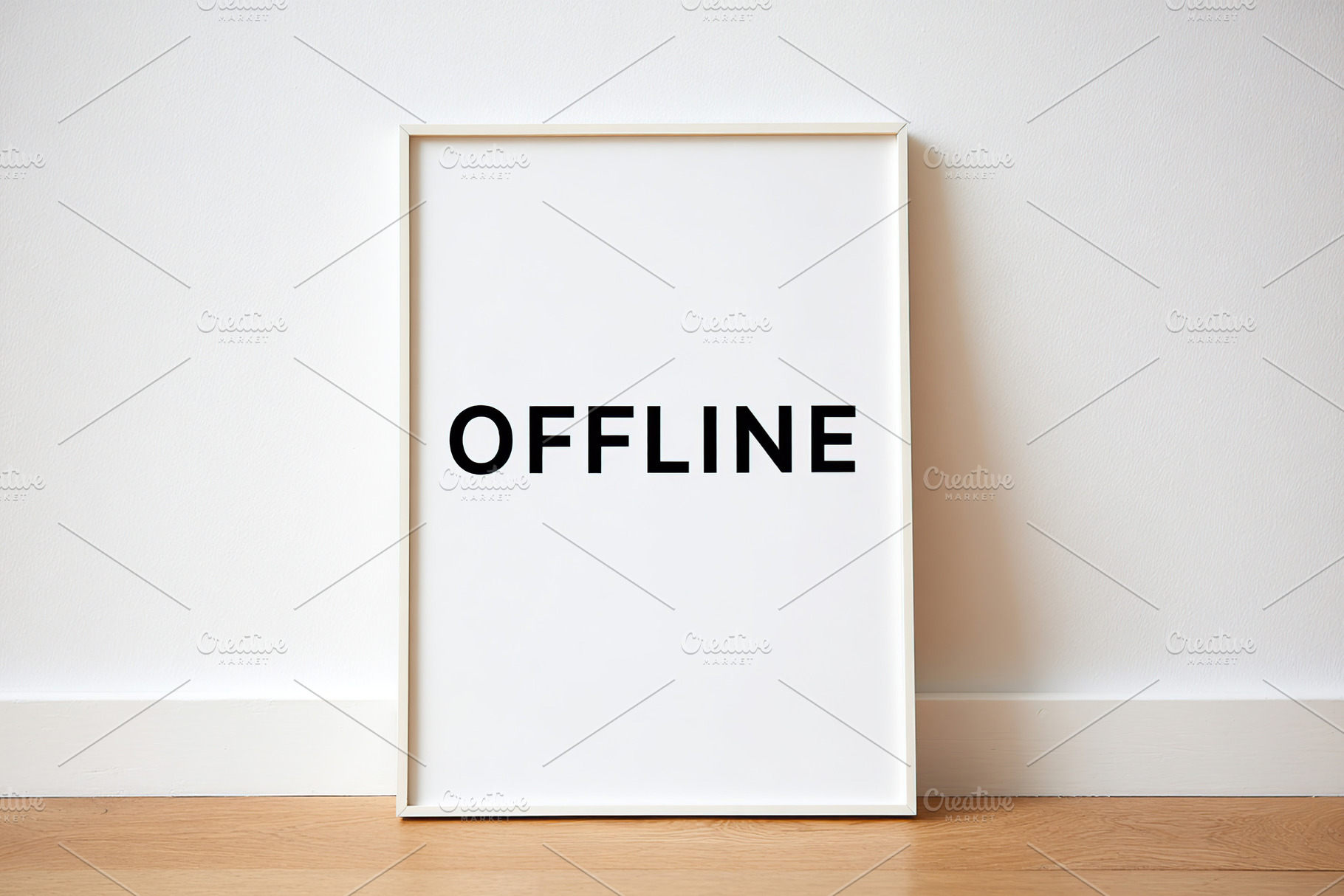 Wall poster displaying the word offline in bold letters within a minimalist set, a Background Photo by AlyaAnd