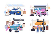 Repairmen repair cars, auto service, a Transportation Illustration by PaperTrident (Thumbnail 1 of 9)