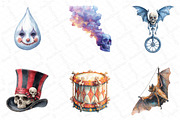 Watercolor Spooky Circus Clipart, an Illustration by DreamPrint404 (Thumbnail 4 of 5)