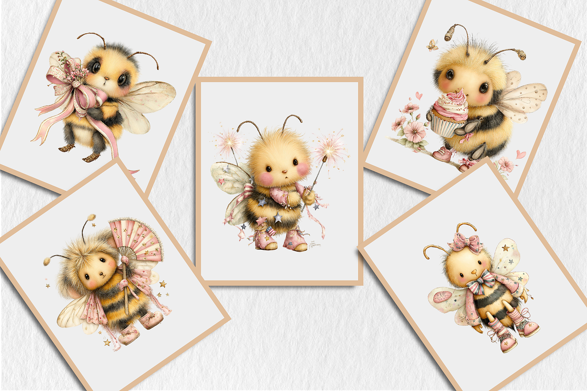 Whimsical 4th Of July Bee Clipart, a Seasonal Illustration by Rose Art (Photo 5 of 6)