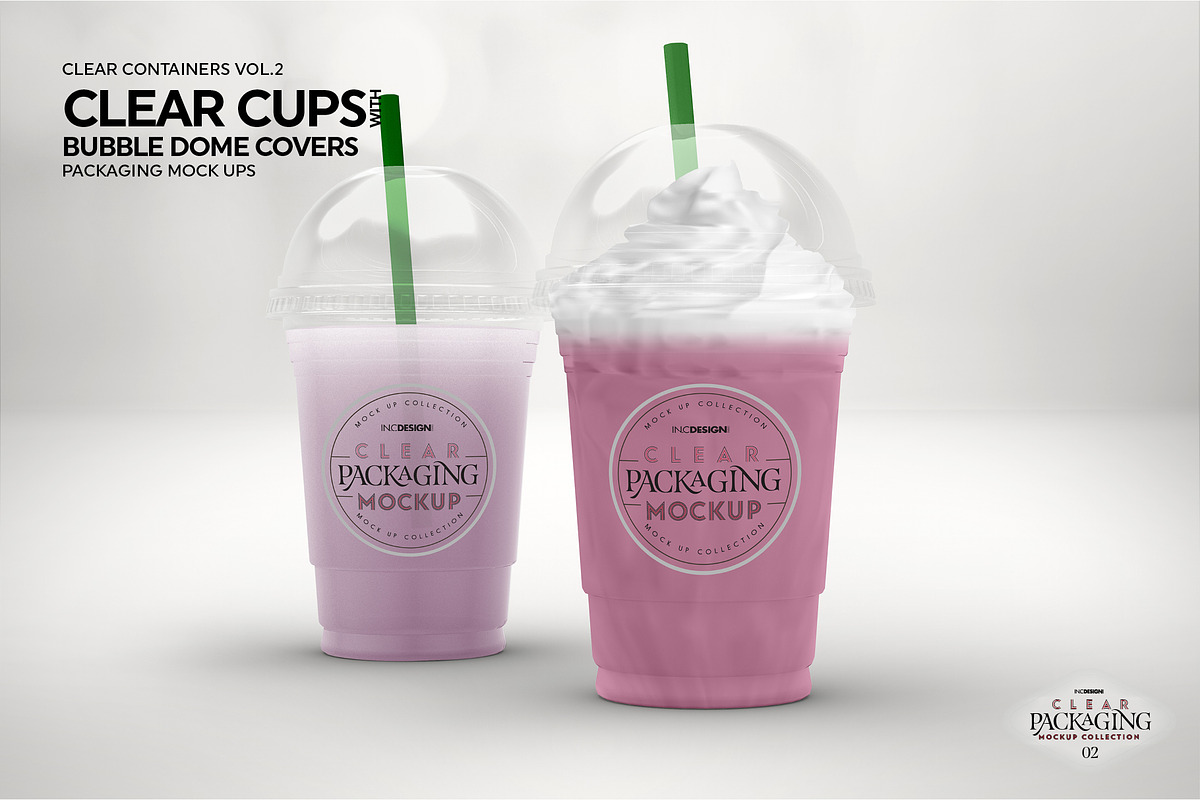 Clear Cups with Dome Covers Mockup, a Cups & Container Mockup by INCDesign (Photo 5 of 8)
