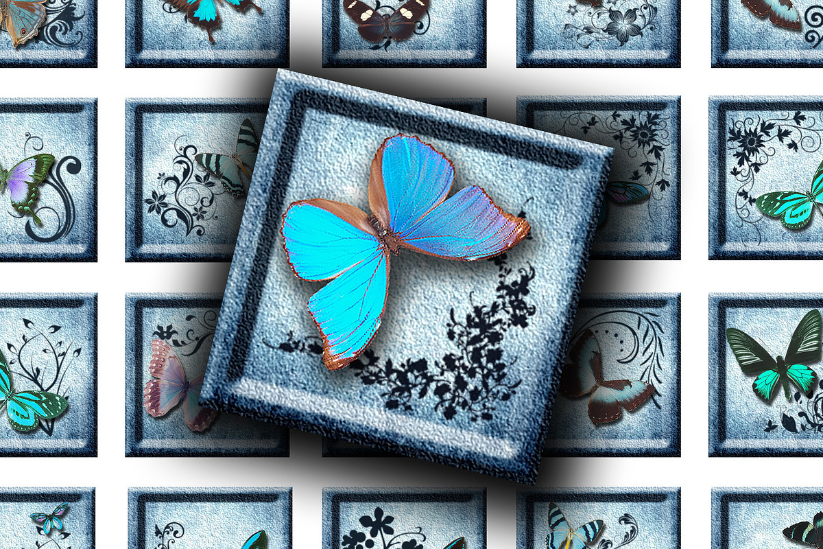 Digital Collage Sheet - Blue Butterf, a Websites & App Template by Kseniya-Omega (Photo 3 of 3)