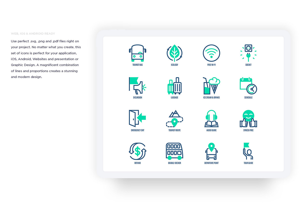 Tourist Bus | 32 Icons Set, an Outline Icon by Marina Silence (Photo 14 of 17)