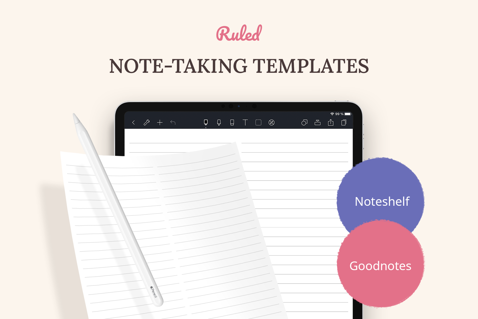 Digital Note-Taking App Templates, a Stationery Template by Jinro