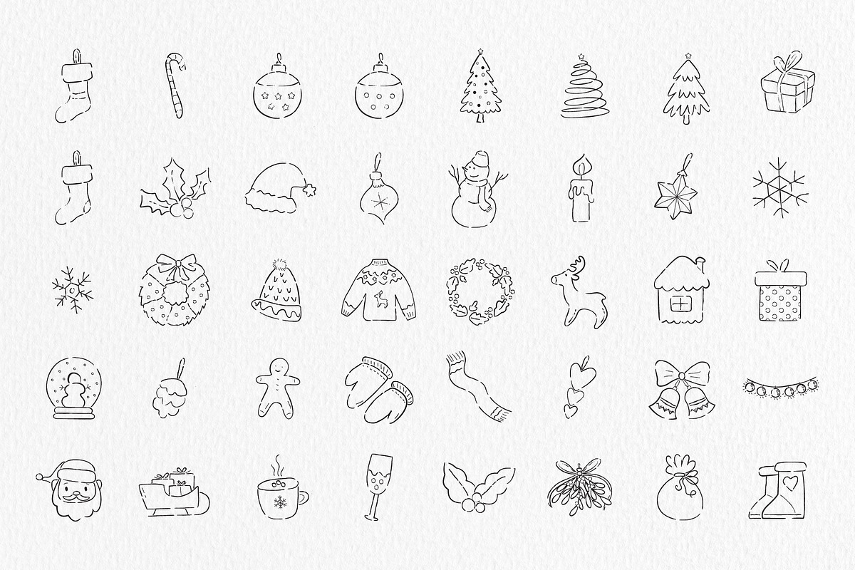 Christmas Doodles Line art, a Seasonal Illustration by An Design (Photo 2 of 5)