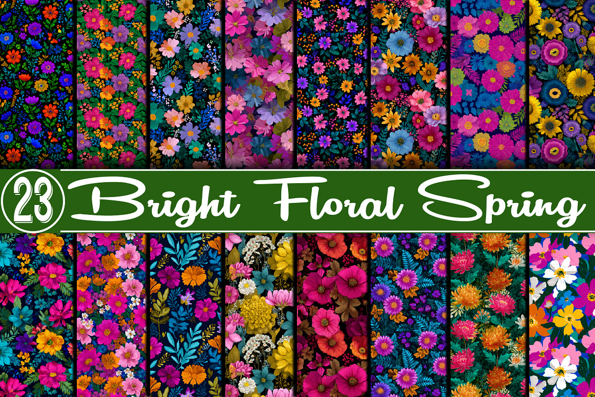 ,Bright Floral Spring Digital Paper, a Pattern Graphic by SVGArt (Photo 1 of 7)