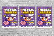 Retro Mental Health Day Flyer Set, a Flyer Template by Aiyari Graphic (Thumbnail 3 of 3)