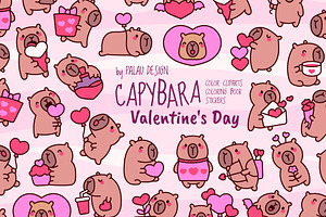 Cute Kawaii Capybara Valentine's Day, an Animal Illustration by Palau