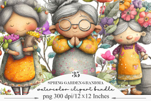 Whimsical Spring Garden Grandma Clip, an Illustration by Designking
