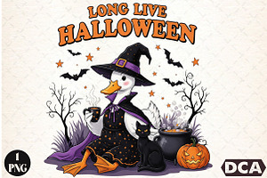 Halloween Goose Witch Long Live Png, an Illustration by DreamCafeArt