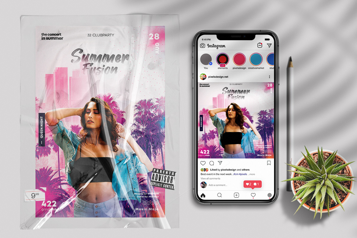 Summer Fusion Event Flyer Template, a Flyer Template by PixelsDesign (Photo 1 of 4)