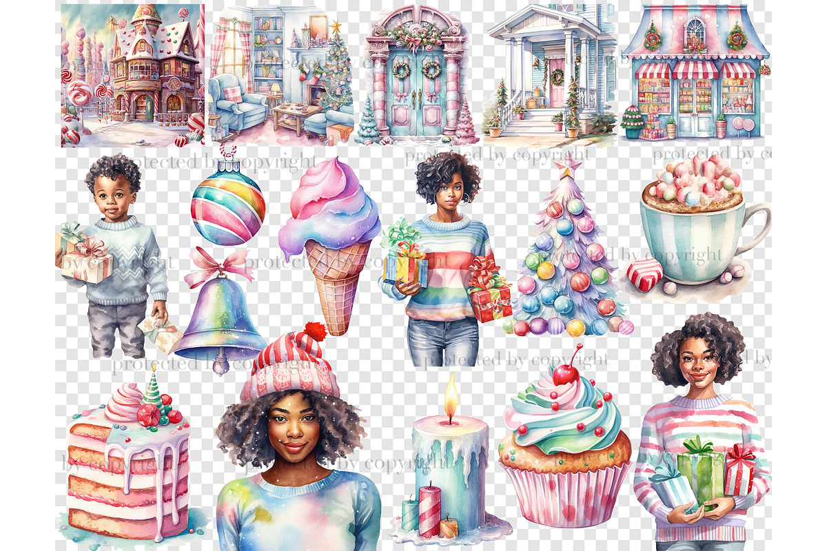 Pastel Christmas Clipart, a Person Illustration by GlamArtZhanna (Photo 5 of 5)