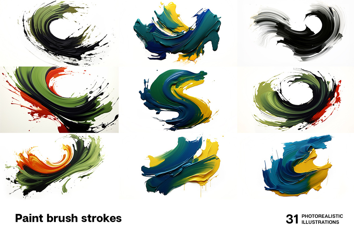 Paint brush strokes. 31 images, a Decorative Illustration by Handmadefont (Photo 2 of 10)