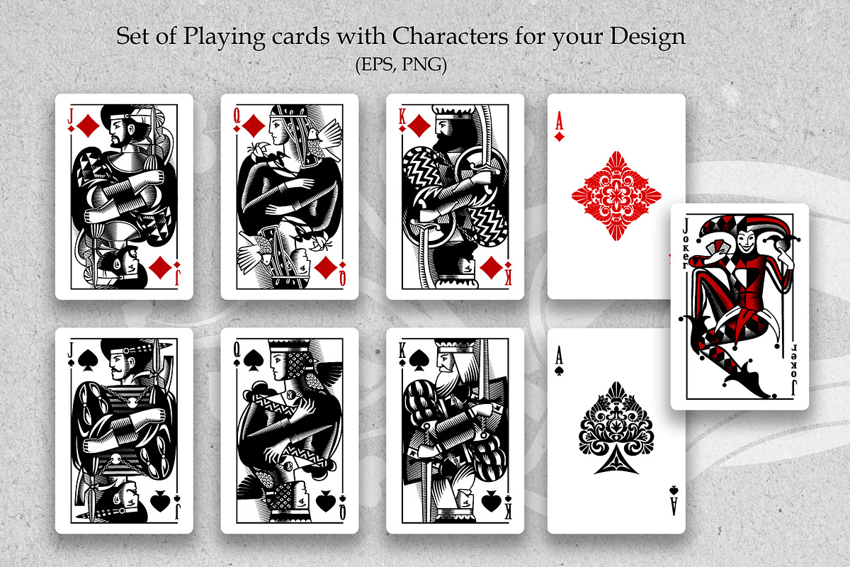 Engraved playing cards for poker, an Object Illustration by Retro Graphic Box (Photo 1 of 5)