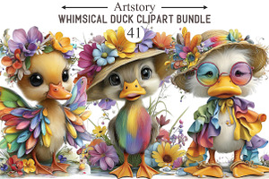 Whimsical Duck Clipart Bundle, an Illustration by designcity5
