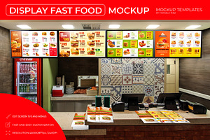 Display Fast Food Mockup - 4 TVS