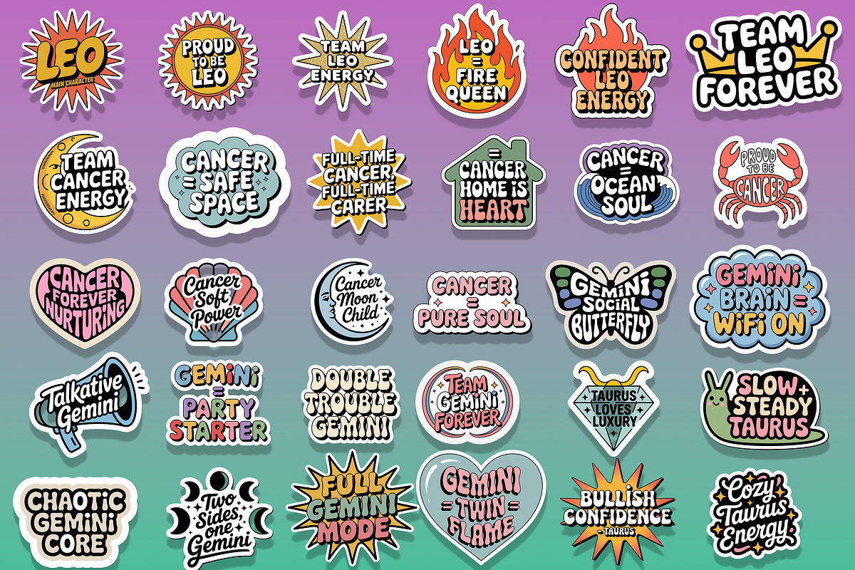 160 Zodiac Stickers, an Object Graphic by Jakayla Digital Co (Photo 13 of 16)