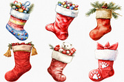 Christmas Stocking Clipart, an Illustration by Canvas Craft (Thumbnail 3 of 7)