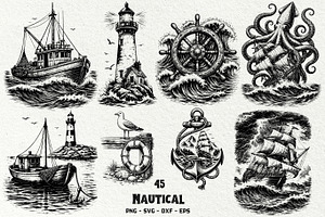Nautical Engraving SVG Graphics