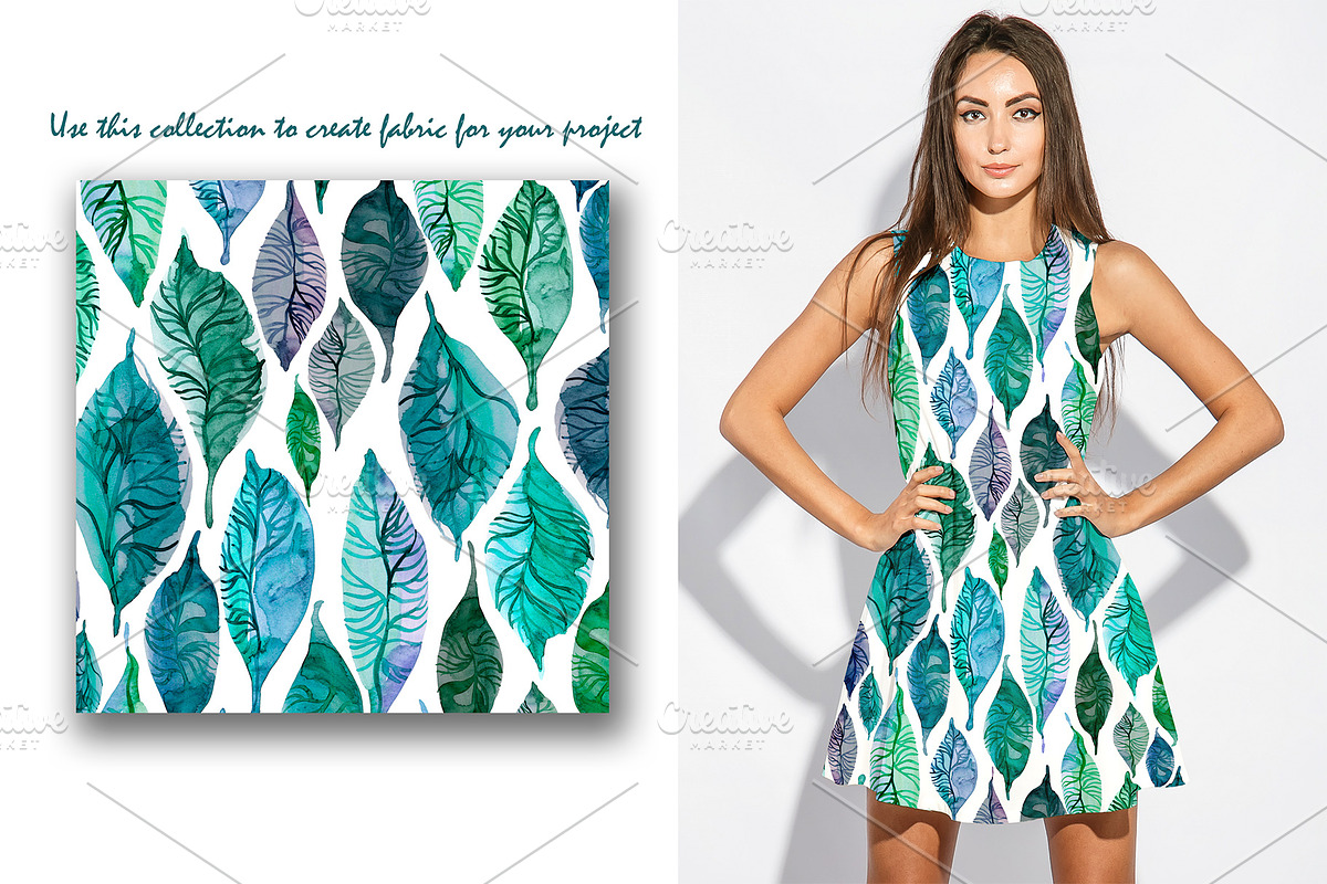 WATERCOLOR FOLIAGE|patterns & motifs, a Pattern Graphic by Retro Graphic Box (Photo 1 of 8)