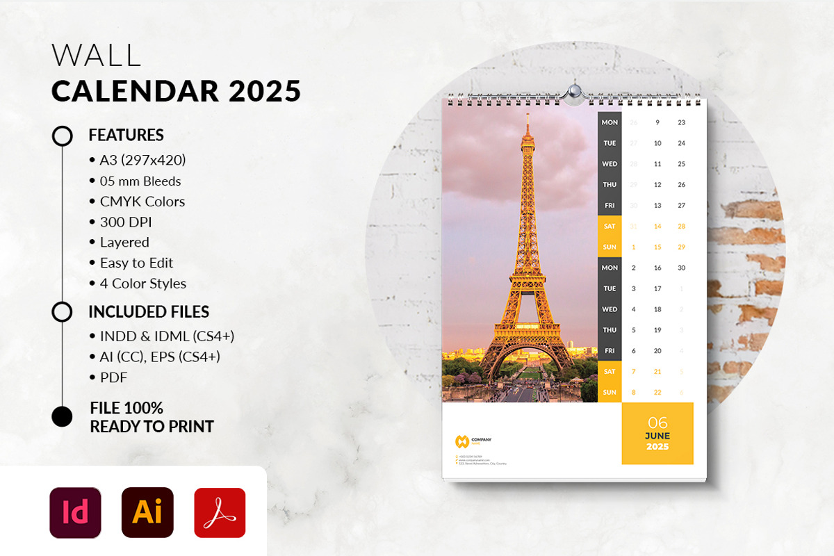 Wall Calendar 2025 Printable, a Stationery Template by MstArtwork (Photo 6 of 6)